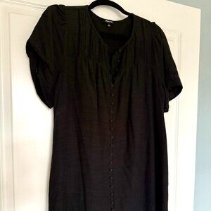 Madewell Button Down Short Sleeve Babydoll Dress with pleated front